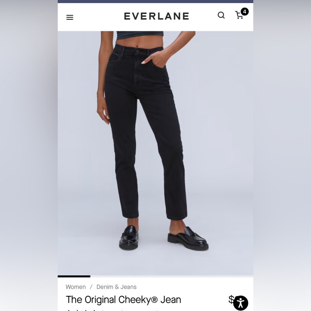 Everlane Original Cheeky Jean in Coal Crop Size 33